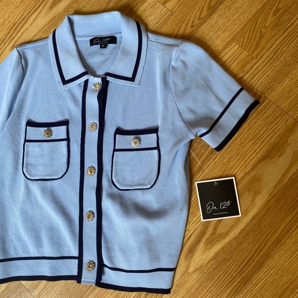 Preppy ⛵️ Viscose. NWT. Nautical button down top size M - Picture 5 of 14